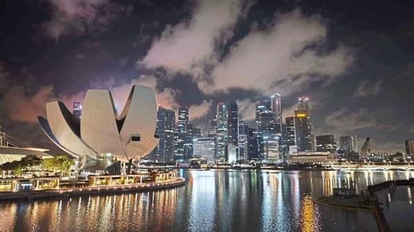 Night at the Bay, with the sprawling Central Business District skyline in the background. 